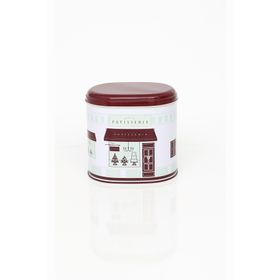 Evle EF004-F7 Patisserie Home Desenli Oval Metal Saklama Kabı