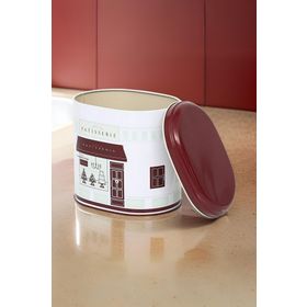 Evle EF004-F7 Patisserie Home Desenli Oval Metal Saklama Kabı