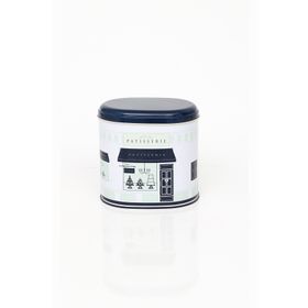 Evle EF004-F8 Patisserie Blue Home Desenli Oval Metal Saklama Kabı