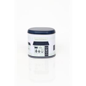 Evle EF004-F8 Patisserie Blue Home Desenli Oval Metal Saklama Kabı