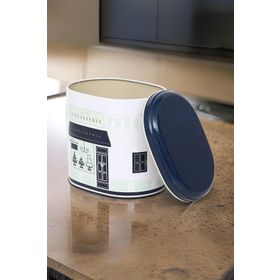 Evle EF004-F8 Patisserie Blue Home Desenli Oval Metal Saklama Kabı