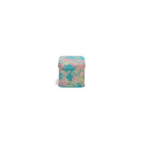 Evle EF014-Q8 Leaf Pink Blue Desenli Kare Metal Saklama Kabı