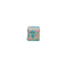 Evle EF014-Q8 Leaf Pink Blue Desenli Kare Metal Saklama Kabı