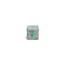 Evle EF014-Q8 Leaf Pink Blue Desenli Kare Metal Saklama Kabı