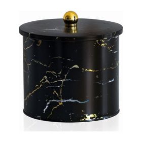 Evle EF146-50 Marble Black Desenli Yuvarlak Metal Saklama Kabı