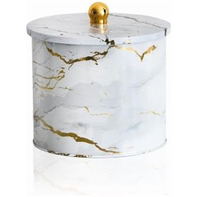 Evle EF146-51 Marble White Desenli Yuvarlak Metal Saklama Kabı