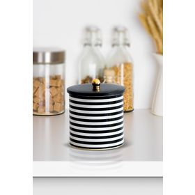 Evle EF147-G9 Line Black Desenli Yuvarlak Metal Saklama Kabı