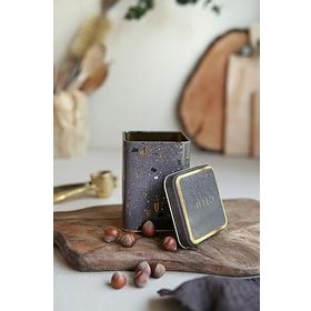 Evle ER008-8G Terrazo Brown Desenli Kare Metal Saklama Kabı