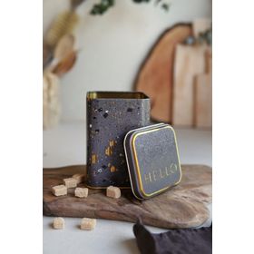 Evle ER018-8G Terrazzo Brown Desenli Kare Metal Saklama Kabı