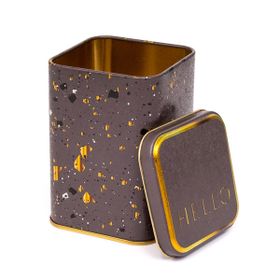 Evle ER018-8G Terrazzo Brown Desenli Kare Metal Saklama Kabı