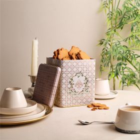 Evle ER024-U7 Rosy Desenli Kare Metal Saklama Kabı