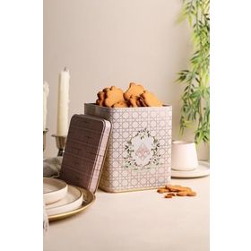 Evle ER024-U7 Rosy Desenli Kare Metal Saklama Kabı