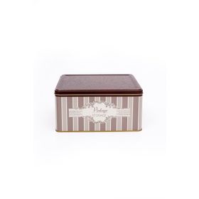 Evle ER029-8B Elegance Burgundy Desenli Kare Metal Saklama Kabı