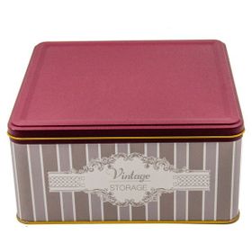 Evle ER029-8B Elegance Burgundy Desenli Kare Metal Saklama Kabı
