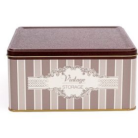 Evle ER029-8B Elegance Burgundy Desenli Kare Metal Saklama Kabı