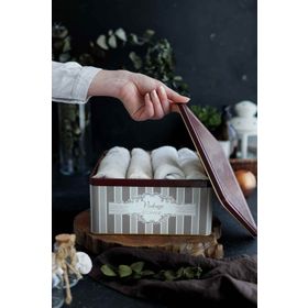 Evle ER029-8B Elegance Burgundy Desenli Kare Metal Saklama Kabı