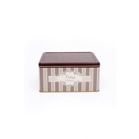 Evle ER029-8B Elegance Burgundy Desenli Kare Metal Saklama Kabı