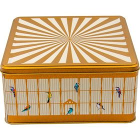 Evle ER029-T7 Bird Cage Desenli Kare Metal Saklama Kabı