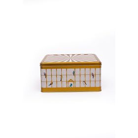 Evle ER029-T7 Bird Cage Desenli Kare Metal Saklama Kabı