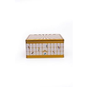 Evle ER029-T7 Bird Cage Desenli Kare Metal Saklama Kabı