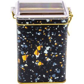 Evle ER043-1H Terrazzo Black Desenli Dikdörtgen Metal Saklama Kabı
