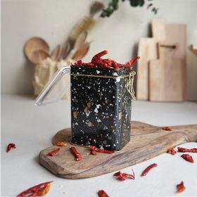 Evle ER043-1H Terrazzo Black Desenli Dikdörtgen Metal Saklama Kabı