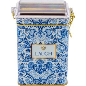 Evle ER043-3B Azulejos Laugh Desenli Dikdörtgen Metal Saklama Kabı
