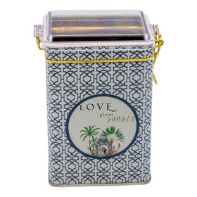 Evle ER043-6I Forrest Grey Love Desenli Dikdörtgen Metal Saklama Kabı
