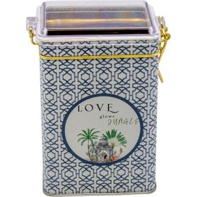 Evle ER043-6I Forrest Grey Love Desenli Dikdörtgen Metal Saklama Kabı