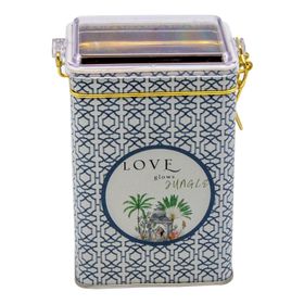 Evle ER043-6I Forrest Grey Love Desenli Dikdörtgen Metal Saklama Kabı