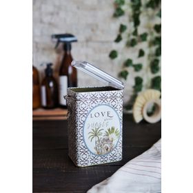 Evle ER043-6I Forrest Grey Love Desenli Dikdörtgen Metal Saklama Kabı