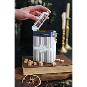 Evle ER043-8A Elegance Sugar Desenli Dikdörtgen Metal Saklama Kabı