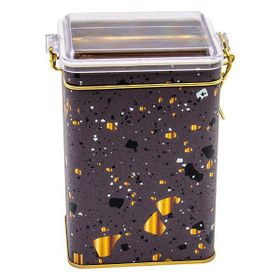 Evle ER043-8G Terrazzo Brown Desenli Dikdörtgen Metal Saklama Kabı
