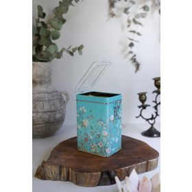 Evle ER043-9F Botanica Blue Desenli Dikdörtgen Metal Saklama Kabı