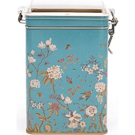 Evle ER043-9F Botanica Blue Desenli Dikdörtgen Metal Saklama Kabı