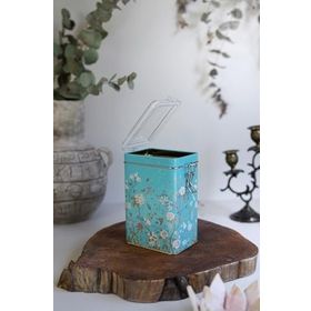 Evle ER043-9F Botanica Blue Desenli Dikdörtgen Metal Saklama Kabı