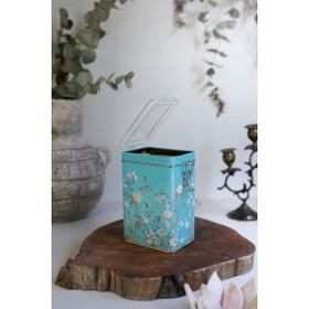 Evle ER043-9F Botanica Blue Desenli Dikdörtgen Metal Saklama Kabı