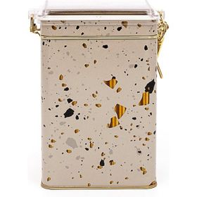 Evle ER043-9G Terrazzo Cream Desenli Dikdörtgen Metal Saklama Kabı