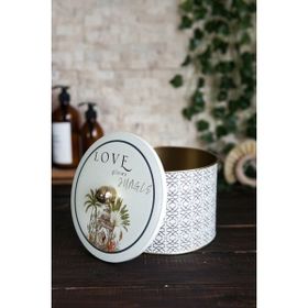 Evle ER145-2G Forrest Grey Desenli Yuvarlak Metal Saklama Kabı