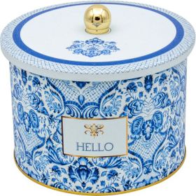 Evle ER145-2H Azulejos Hello Desenli Yuvarlak Metal Saklama Kabı