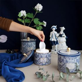 Evle ER145-2H Azulejos Hello Desenli Yuvarlak Metal Saklama Kabı
