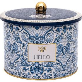 Evle ER145-2H Azulejos Hello Desenli Yuvarlak Metal Saklama Kabı
