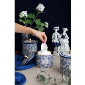 Evle ER145-2H Azulejos Hello Desenli Yuvarlak Metal Saklama Kabı