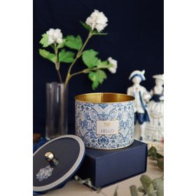 Evle ER145-2H Azulejos Hello Desenli Yuvarlak Metal Saklama Kabı