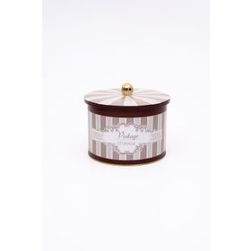 Evle ER145-8B Elegance Burgundy Desenli Yuvarlak Metal Saklama Kabı