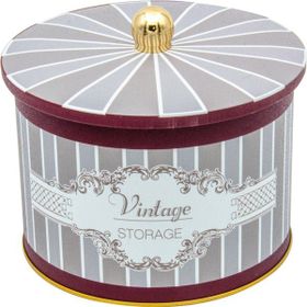 Evle ER145-8B Elegance Burgundy Desenli Yuvarlak Metal Saklama Kabı