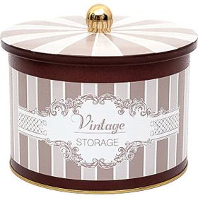 Evle ER145-8B Elegance Burgundy Desenli Yuvarlak Metal Saklama Kabı