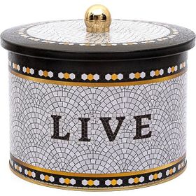 Evle ER145-9D Mosaic Live Desenli Yuvarlak Metal Saklama Kabı