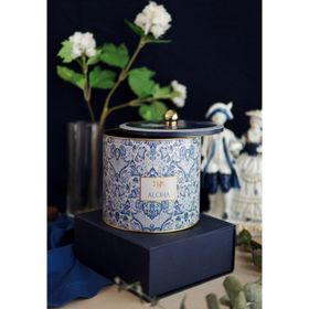 Evle ER146-3H Azulejos Aloha Desenli Yuvarlak Metal Saklama Kabı
