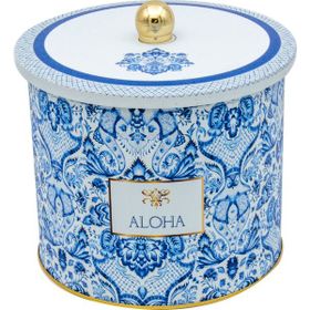 Evle ER146-3H Azulejos Aloha Desenli Yuvarlak Metal Saklama Kabı